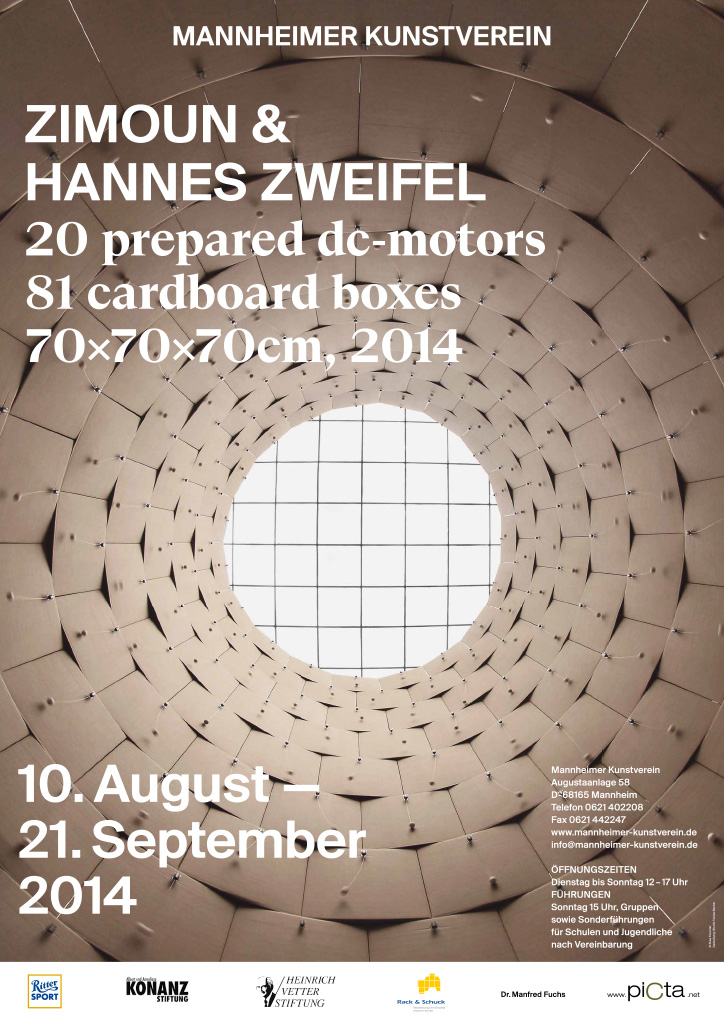 „20 prepared dc-motors, 81 cardboard boxes 70x70x70cm 2014“